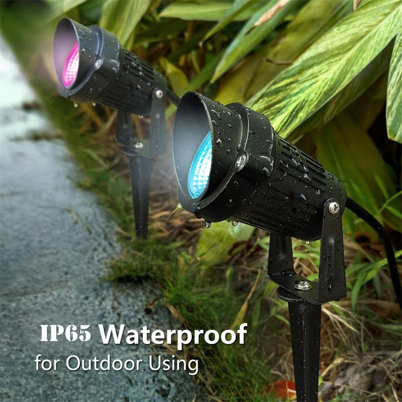 projecteur paysager led 10w rgbw ip65 noir moderne télécommandeextérieur ac85265v