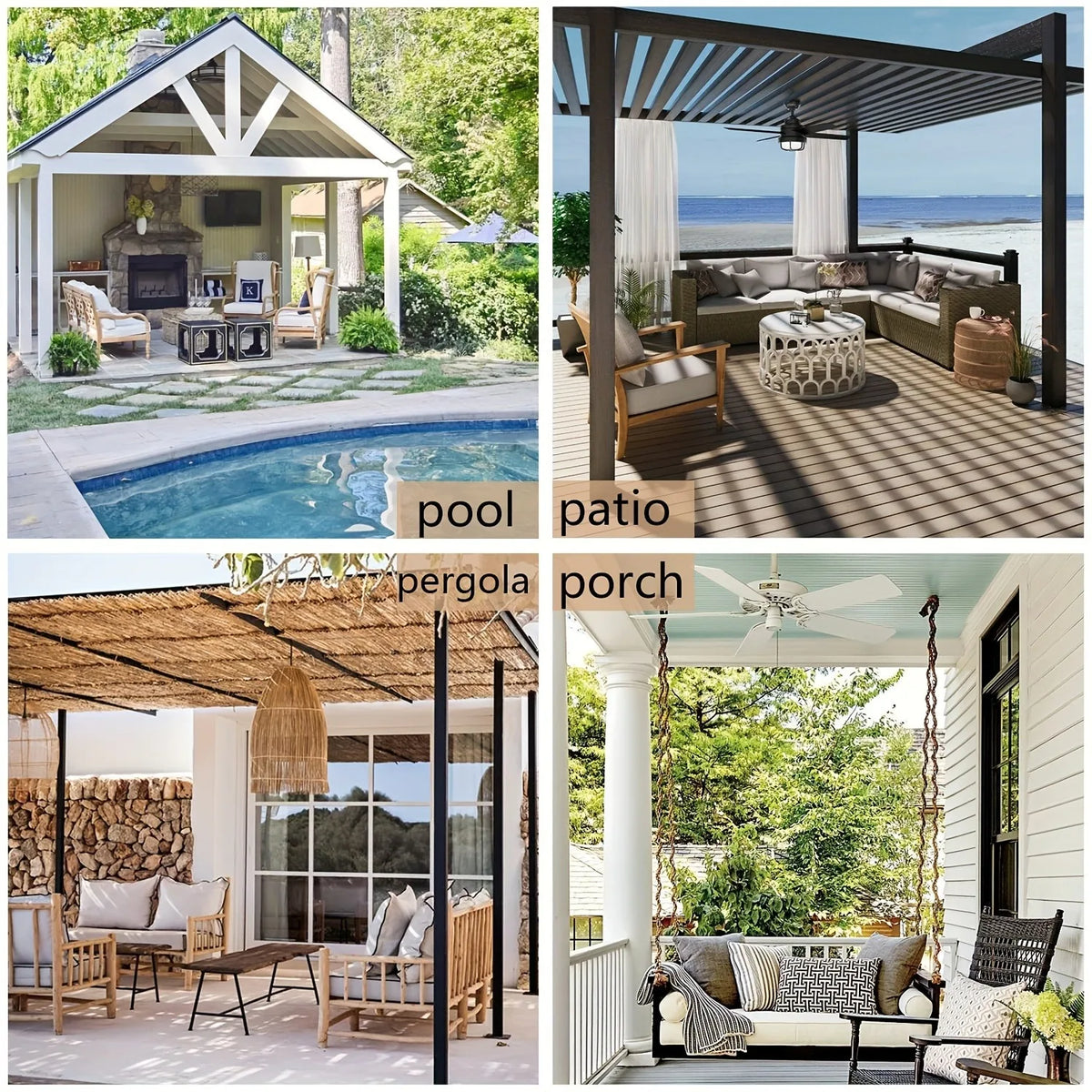 rideau extérieur imperméable blackout moderne gris foncé tissu texturé pergola patio 132x213cm