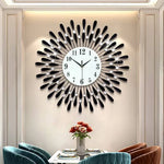 horloge murale moderne or noir strass circulaire 38x38cm salon décoration aiguille acrylique métal