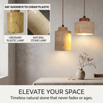 lampe suspendue pierre naturelle texture bois moderne élégante câble ajustable chambre salon étude