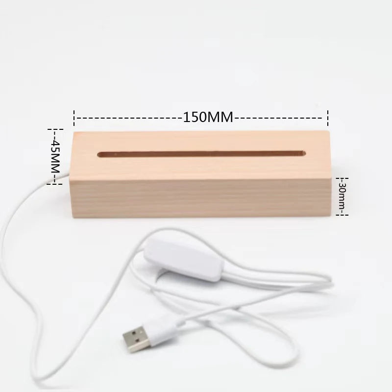support chargeur led alimenté usb piles aaa bois naturel minimaliste câble charge bouton d'alimentation