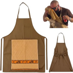 tablier marron rayures horizontales attaches poche centrale classique cuisine barbecue