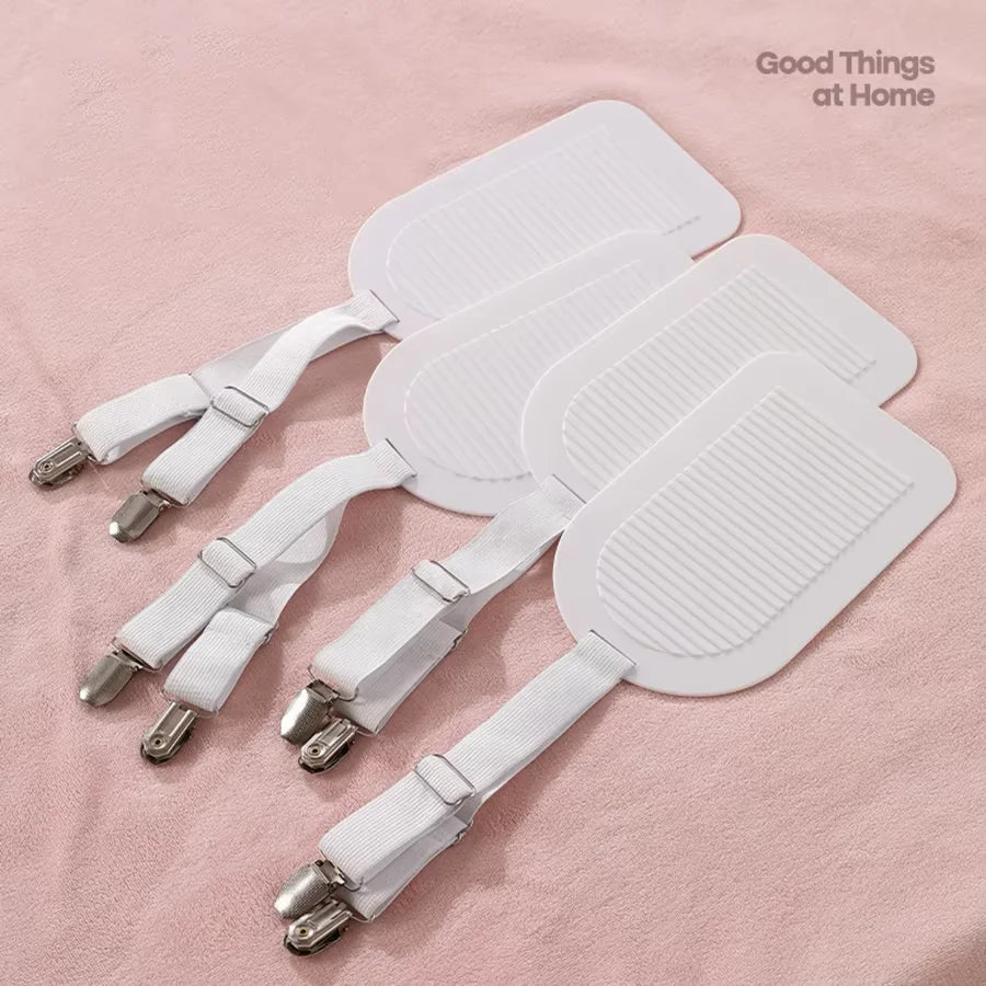 clips drap fixations lit blanc gris argenté moderne minimalistes adhésifs élastiques sangles housses