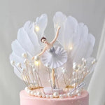 figurines danseuses blanches roses dorées plumes papillons classiques anniversaire mariage fêtes