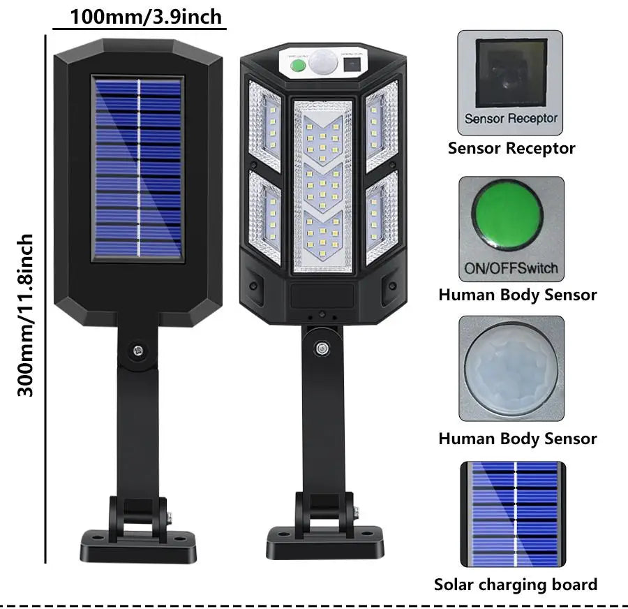 lumière solaire moderne noire détecteur mouvement panneau solaire led facile