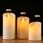 bougies led rechargeables sans flamme trois tailles imitation cire blanc crème télécommande
