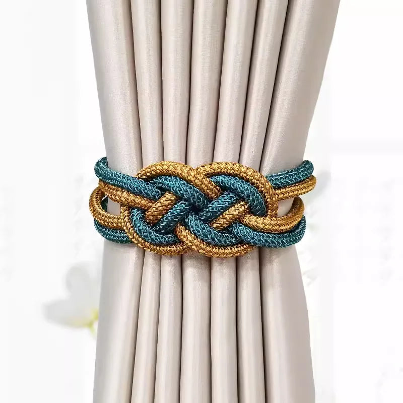 rubans fenêtres modernes aimants bleu doré tissés noeuds