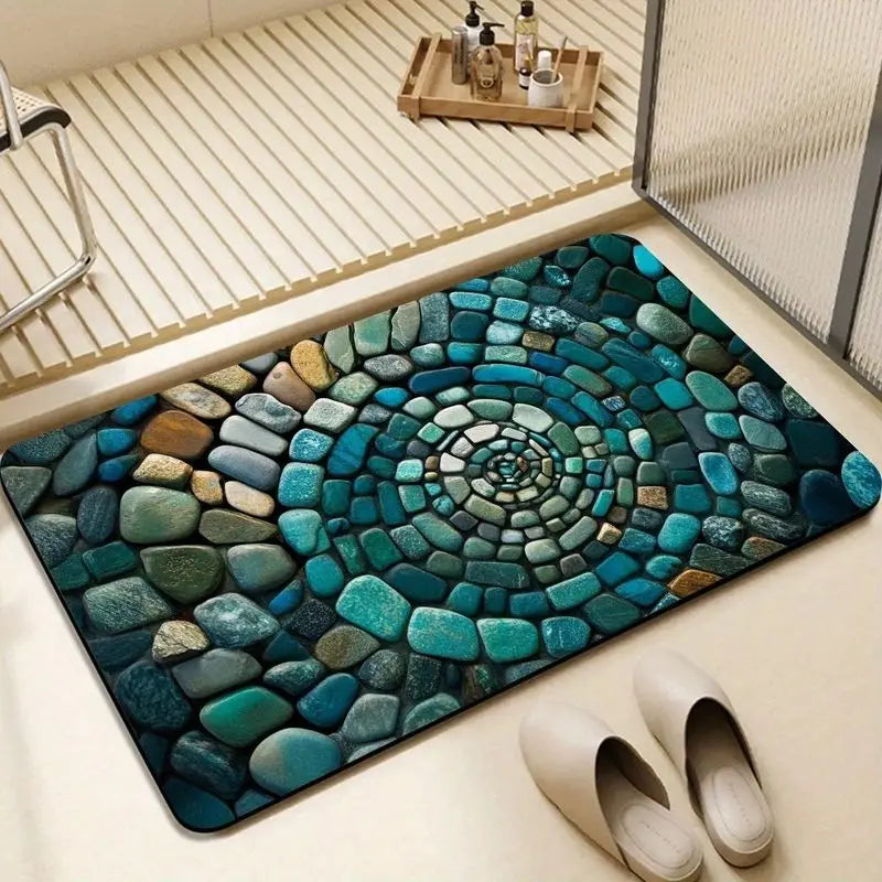 tapis bain antidérapant doux motif roches naturelles moderne douche chambre salon intérieur