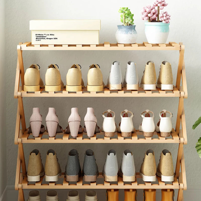 étagère chaussures pliable bois naturel moderne finition lisse support rangement entrée maisonSports Chaussures Bottes