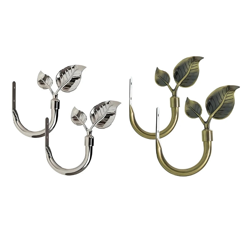 rideaux support feuille argentée dorée moderne fixations fenêtres floral