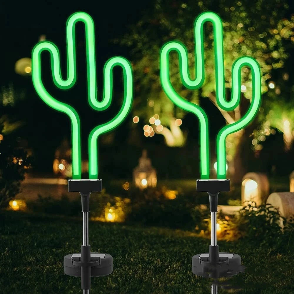 lampe solaire led flamant rose cactus deco jardin exterieur ip55 abs moderne vert rose