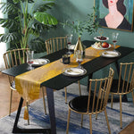 table cuisine élégante rayures dorées tissu brillant moderne or marron tassel doré polyester coton