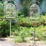 support plante cage oiseau métal motif feuilles vintage doré semi transparent pensées petunias
