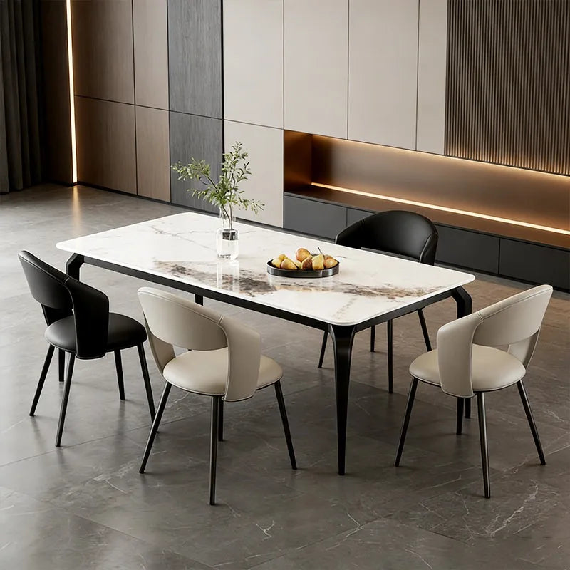chaises salle manger modernes marbre blanc noir assise confortable bois acier minimaliste pieds simples