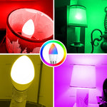 ampoule led multicolore effet arc ciel base e14 e27 moderne blanc rouge vert bleu