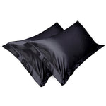 taies d'oreiller satinées soie noires grises élégantes simples maison