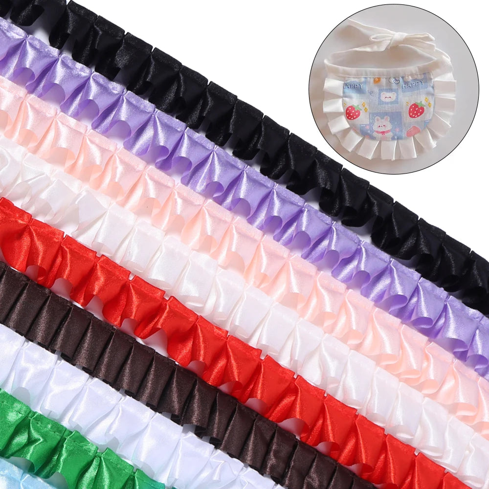 ruban plissé polyester noir blanc rose violet rouge vert bleu classique 2,5cm 3yards