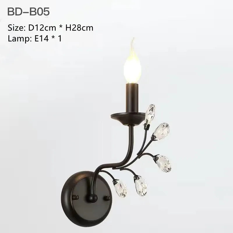 lustre led noir branches cristal contemporain élégant suspendu salon chambre