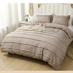 housse couette taies oreiller stripe geometrique beige vert foncé turquoise gris olive moderne chambre