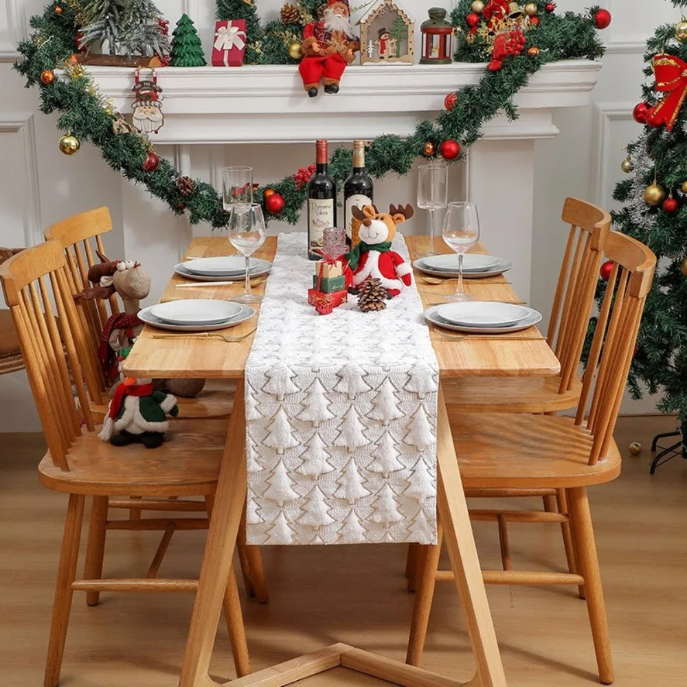 changement chemin table noël arbres étoiles dorées vert festif décoration maison festive opalescent longueur