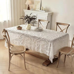 nappe blanche feuilles stylisées classique opaquer table mariage décoration intérieure blanc lavable machine