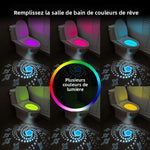 lampe toilette moderne capteur présence charge USB blanc fixations 16 couleurs étoiles