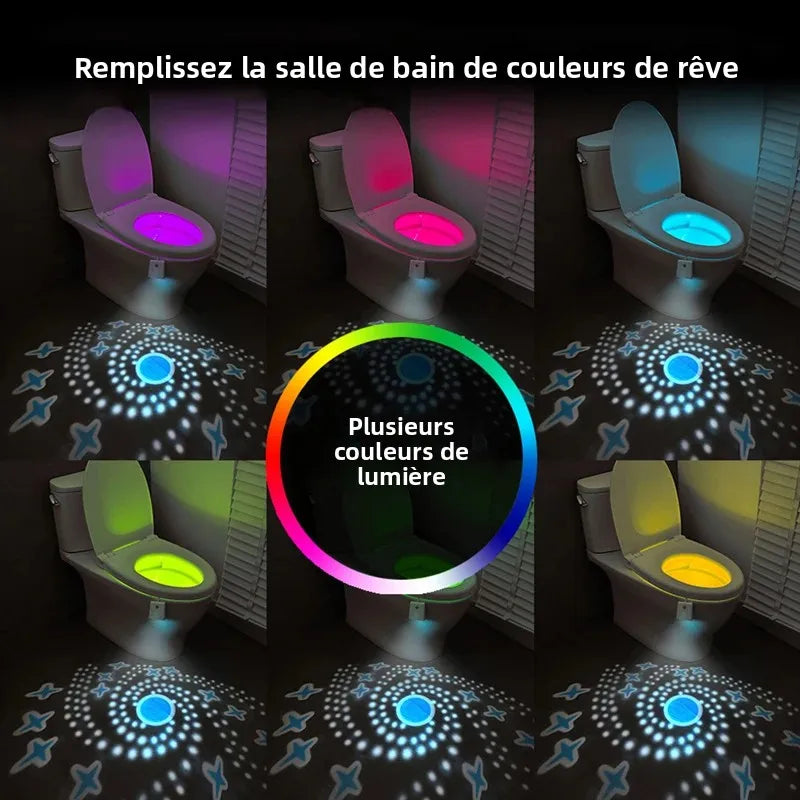 lampe toilette moderne capteur présence charge USB blanc fixations 16 couleurs étoiles
