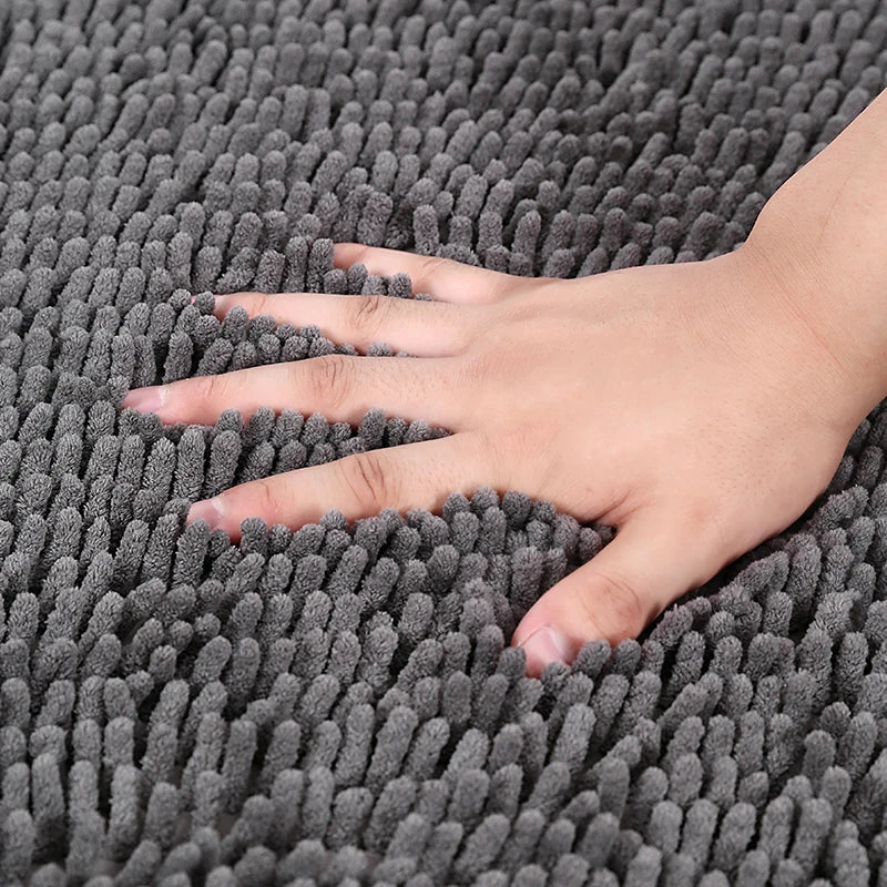 tapis bain polyester antidérapant gris vert bleu moderne bouclé 40x60cm cuisine salle bain prière
