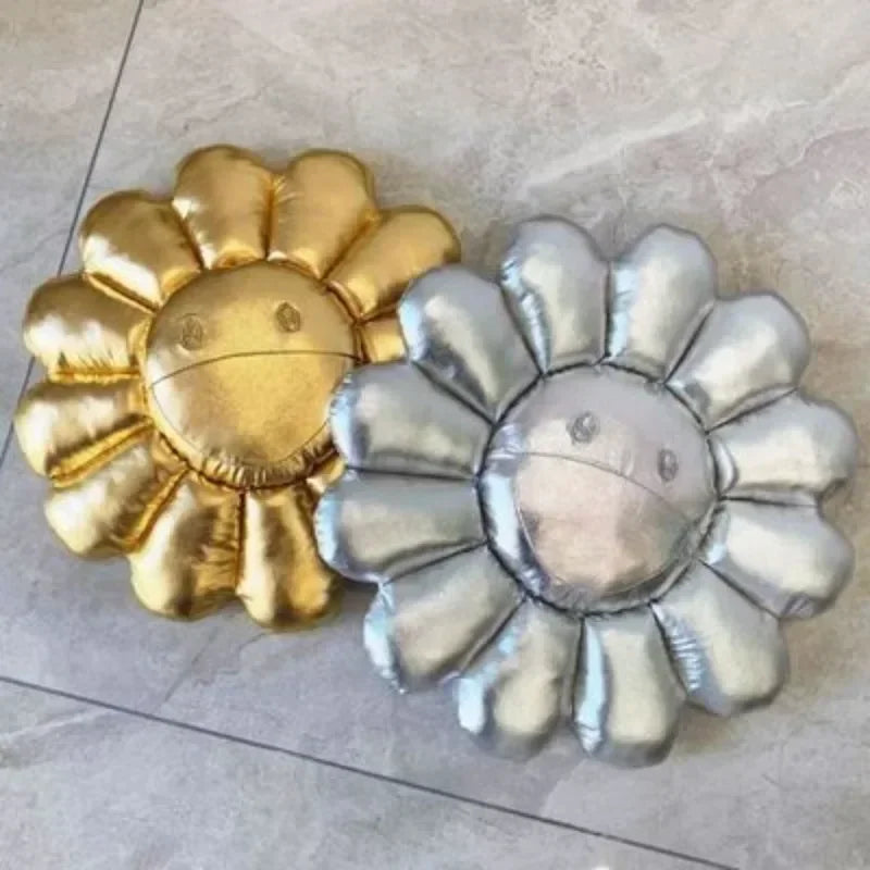 coussin peluche or argent fleur brillante moderne oreiller décoration canapé chambre