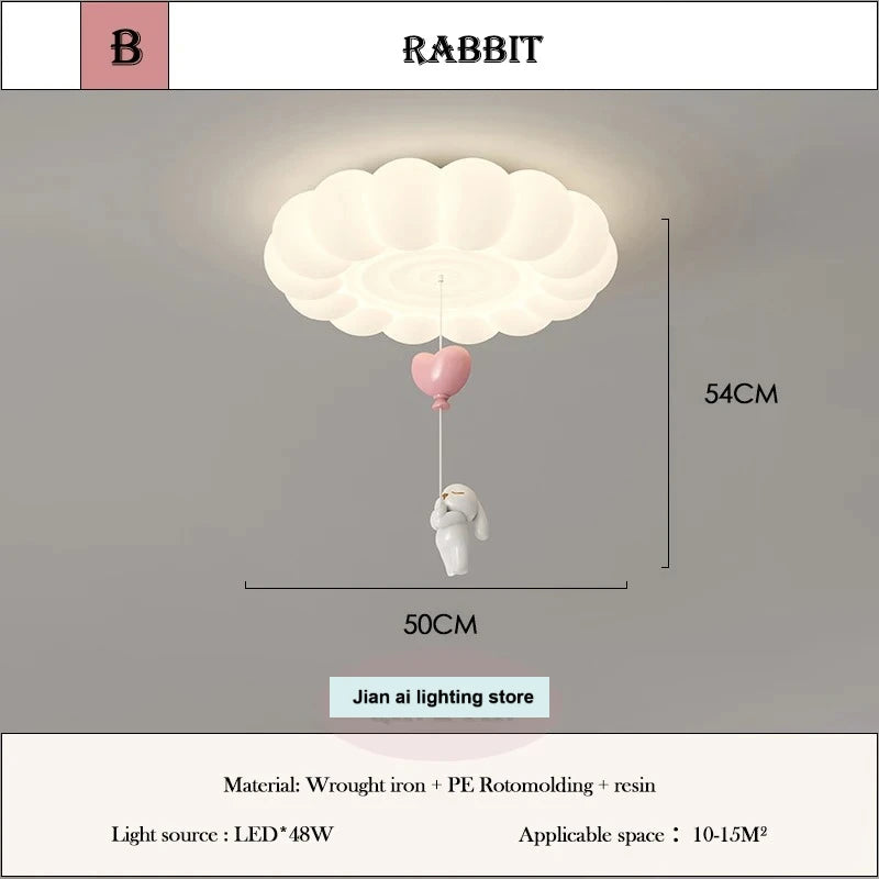 lampe moderne blanche nuages lapin ballon chambre enfants lumière led