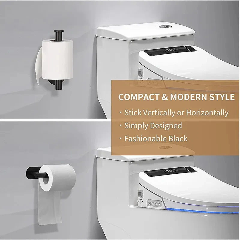 porte serviettes adhésifs papier toilette moderne acier inoxydable noir sans perçagerollable tissue holder stainless