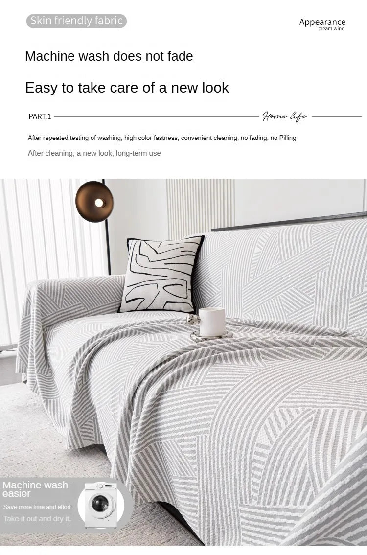 housse canapé moderne rayures noir blanche coton polyester gris clair coussin decoratif