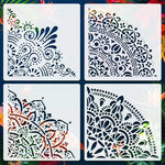 pochoirs mandala décoratifs motifs géométriques floraux blanc noir vert rouge doré bleu
