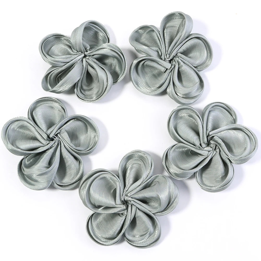 fleurs artificielles tissu satinées rose beige gris orange bleu jaune clips cheveux décoration bricolage