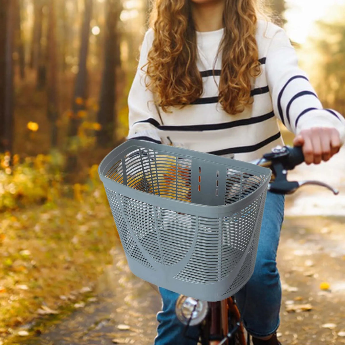 panier vélo avant rangement tissé étanche détachable facile installer traditionnel fixations couleur marron gris