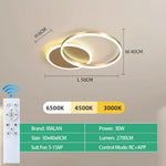 lampe moderne anneaux blanc or télécommande éclairage led minimaliste facile flux lumineux variable