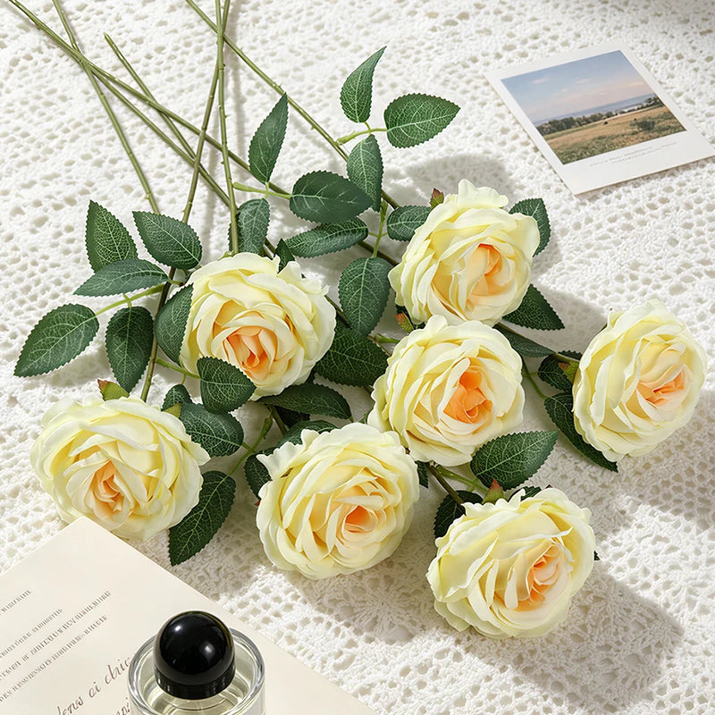 bouquet roses artificielles soie blanc mariage décoration intérieure élégante anniversaire baby shower