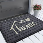 tapis d'entrée noir rayures horizontales broderie dorée moderne antidérapant