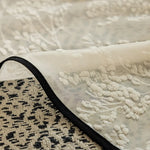 rideau floral semi transparent classique beige clair bordure noire chambre salonhôtel
