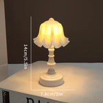 lampe table veilleuse fleur led blanc plissé classique adhésif interrupteur chambre coucher