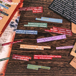 autocollants citations textes imprimés brillants rétro lettres manuscrites noir or bleu vert rose violet