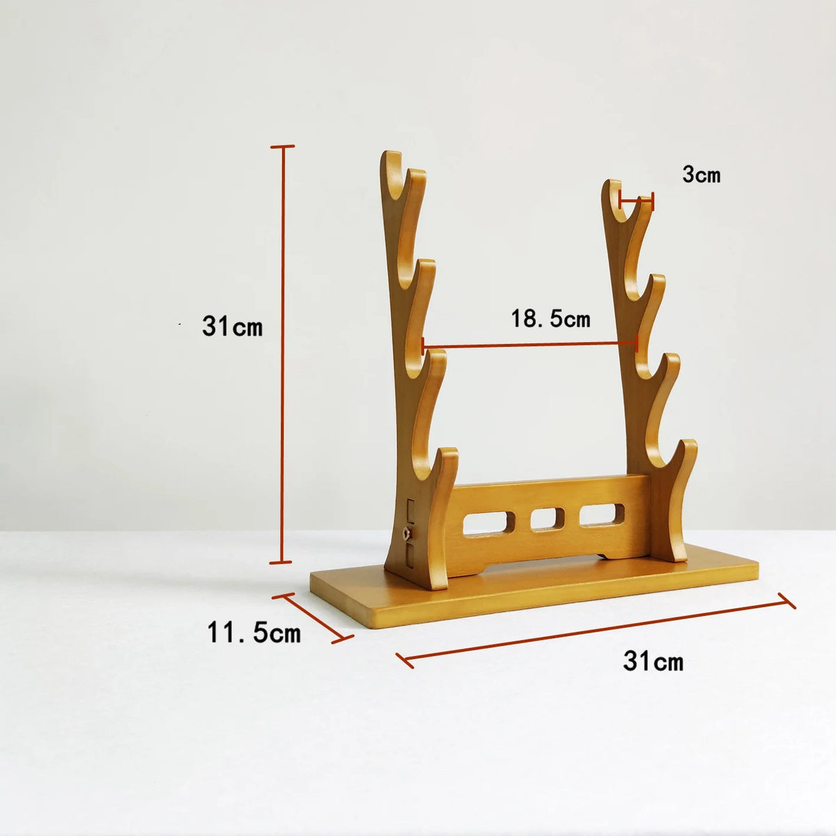 support épées bois moderne minimaliste noir brun clair katana sabres rack display salon