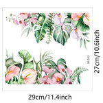 autocollant mural décoration toilettes motif feuilles fleurs floral opaques blanc
