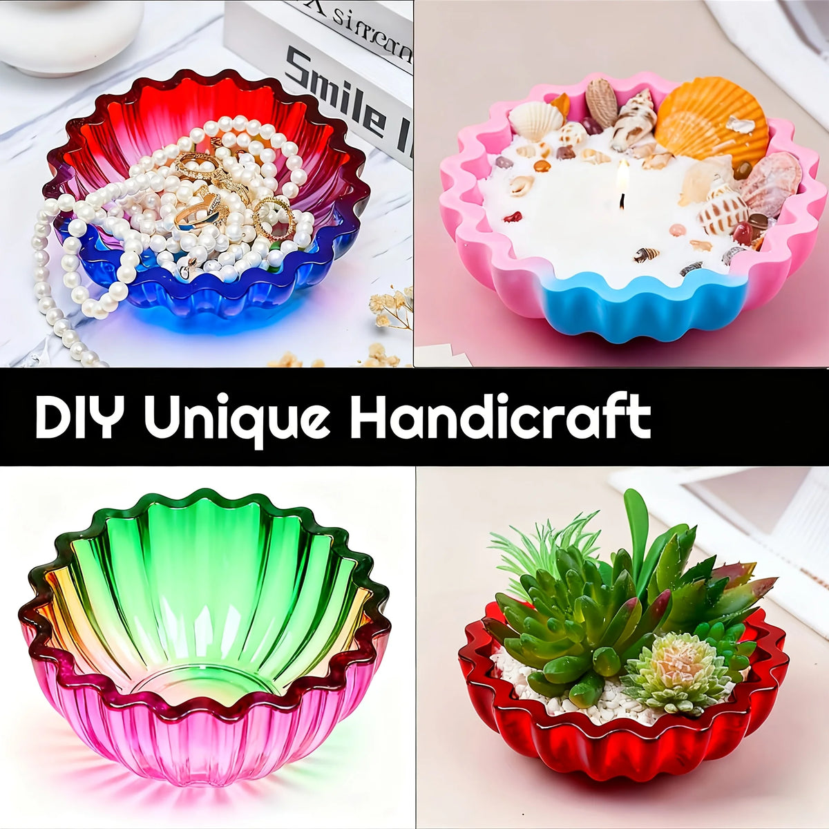 moule silicone forme fleur bol coquille diy artisanal transparent ornements craft suppléments