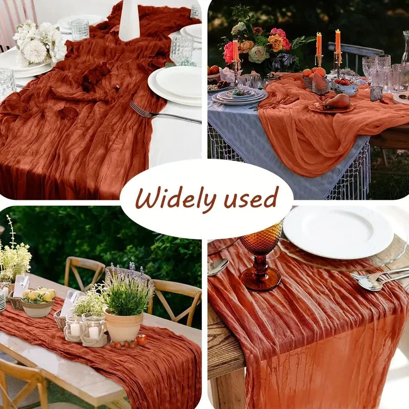 nappe decorative plissée semi transparente beige orange rouille vert olive rose echangement saisonnelle rustique