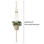 support plante suspendu macramé blanc boho artisanal anneau métallique pot plante