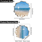 sticker mural paysage marin plage coquillages oiseaux voilier bleu blanc 3d chambre maison