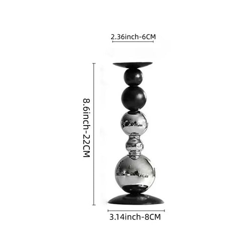 bougeoir moderne élégant noir doré sphères métalliques bougie grande chauffe plat set deux pièces