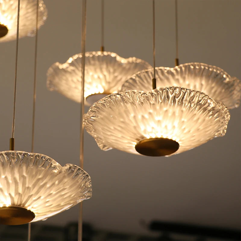 Suspension lumineuse contemporaine 15 lumières blanc doré D60 4000k 3000k 6000k