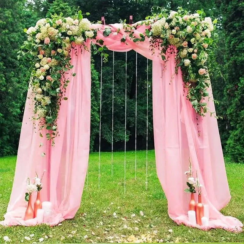 arche decorative mariage soie fleurs blanc rose classique romantique clips anniversaire baptême